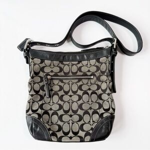 Coach Signature Black and Gray Crossbody Bag